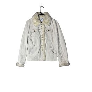 Vintage Y2K Industrial Cotton‎ Faux Fur Corduroy Jacket Size Medium